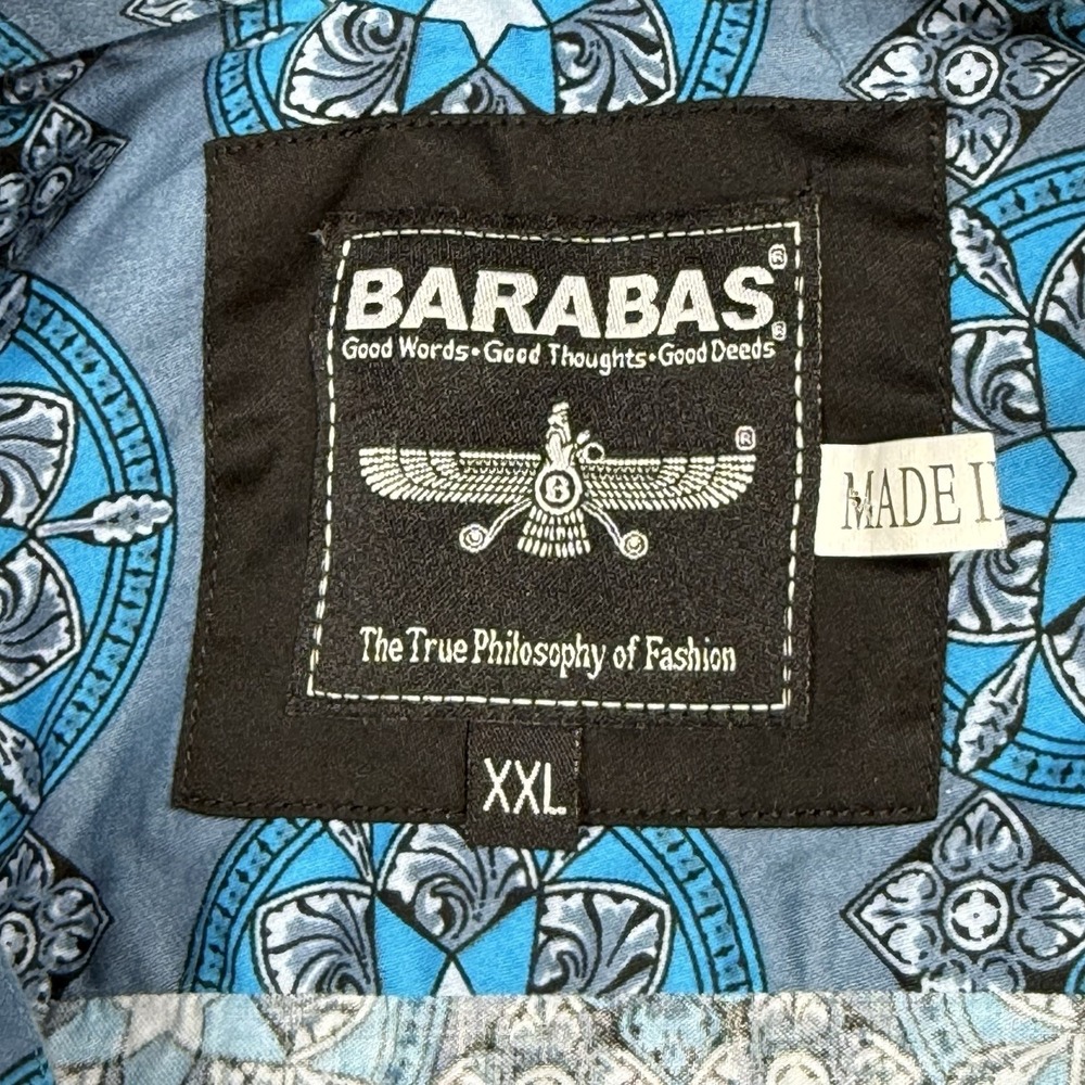 Barabas XXL Button Down Shirt Mens Blue Geometric Medallion Print Long Sleeve - Picture 2 of 8